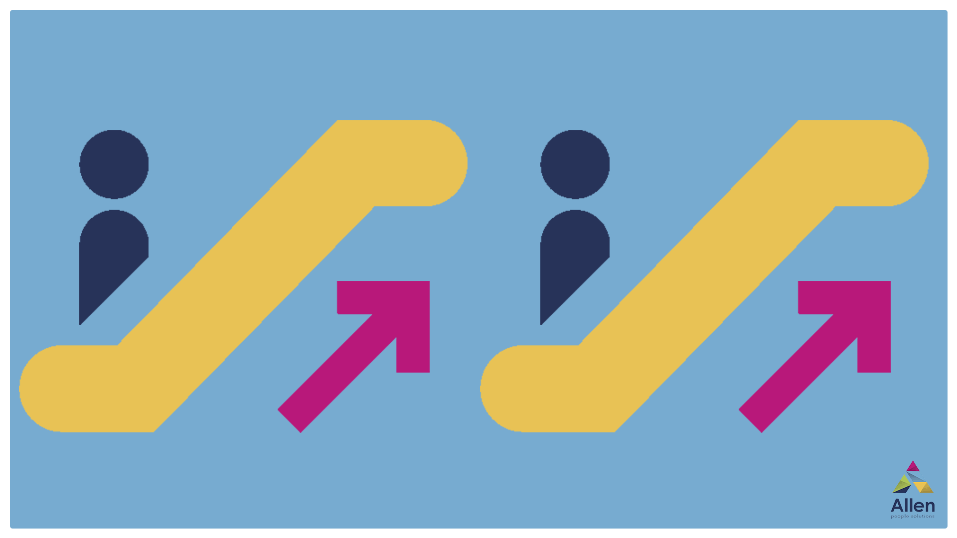 Gif of person icon going up an escalator to represent onboarding managers in your organisation.